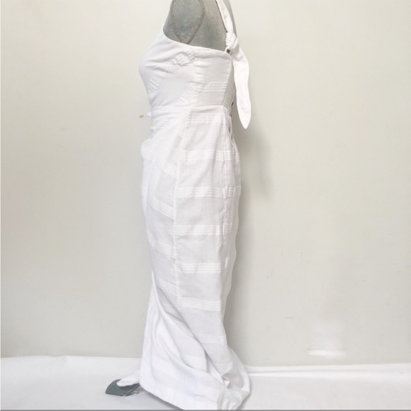 Free People white linen blend one shoulder maxi wrap dress size small - Picture 3 of 7